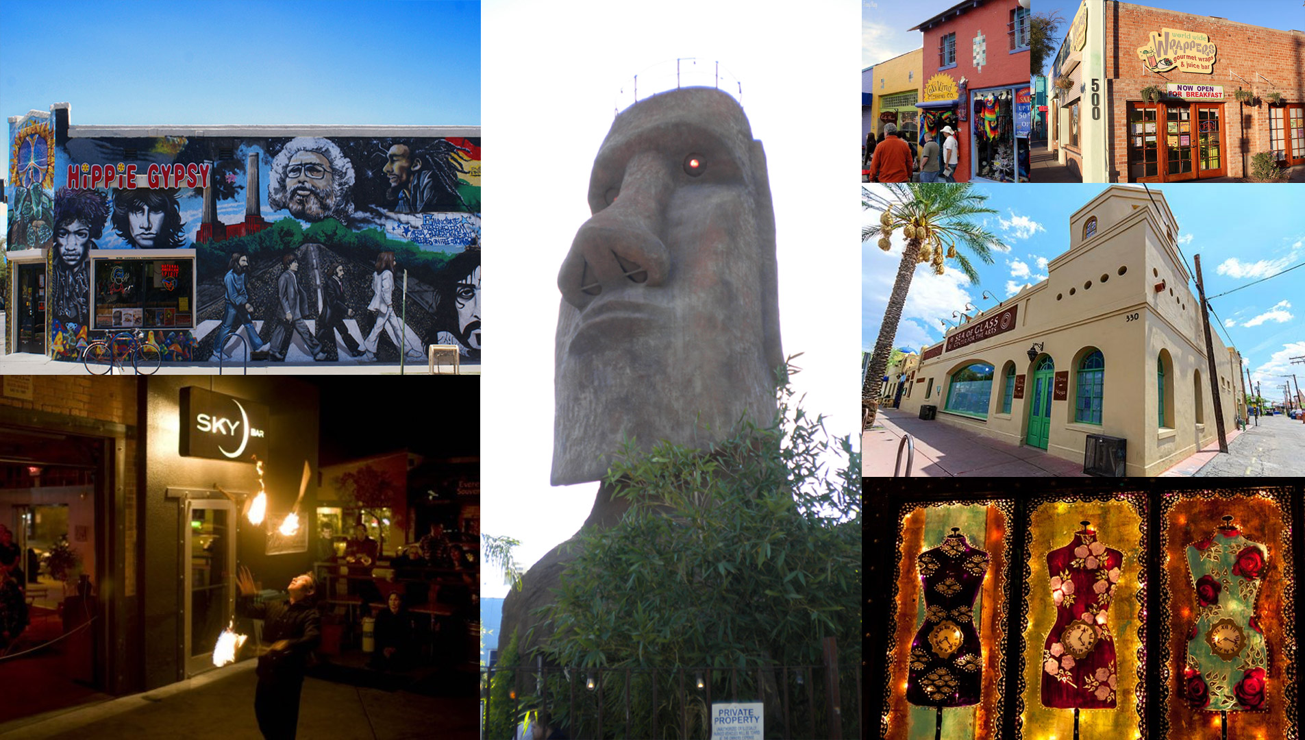 A collection of the sights from historic Fourth Avenue in Tucson, Arizona.