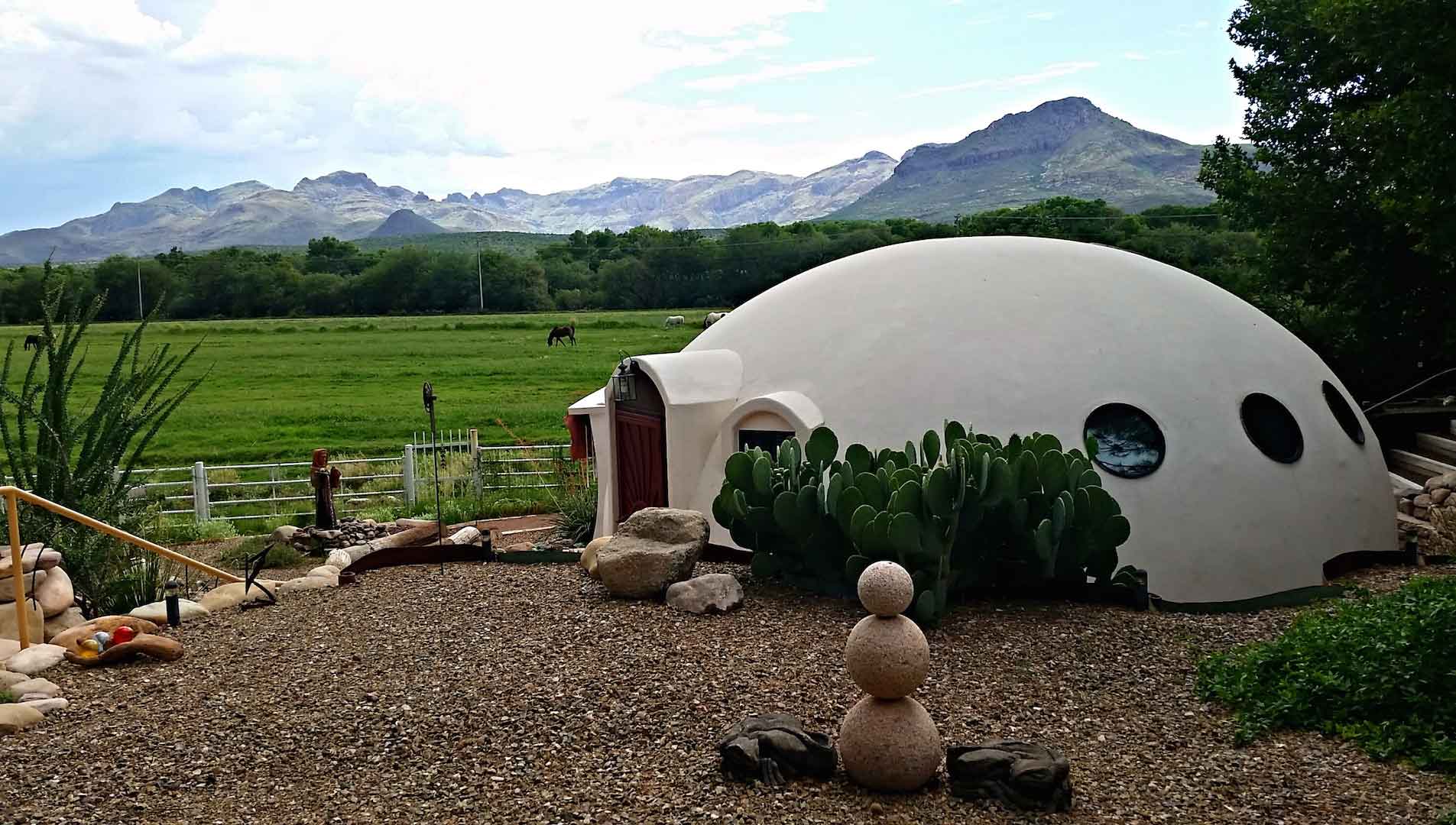 A Monolithic Dome built at Avalon Organic Gardens & EcoVillage.