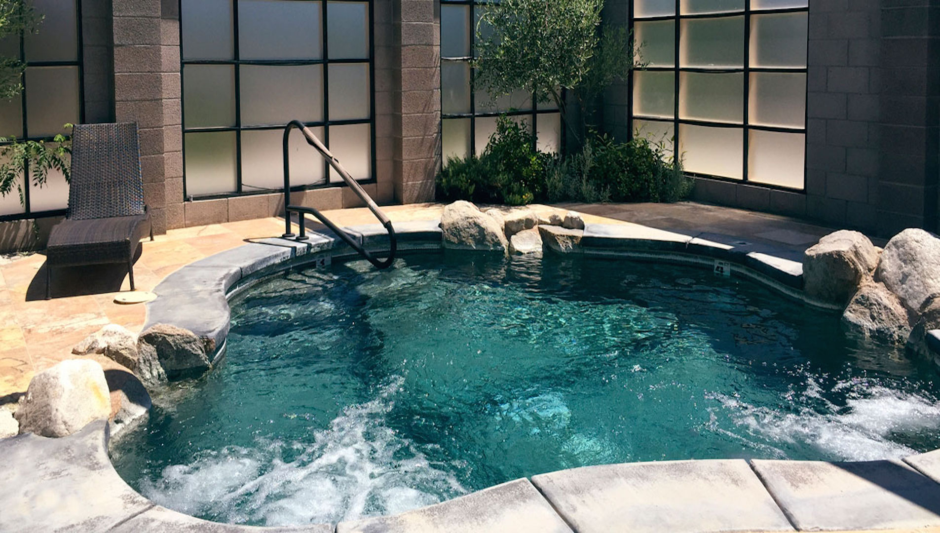 Turquoise blue waters in the healing jacuzzi pools of the Soulistic Healing Center.